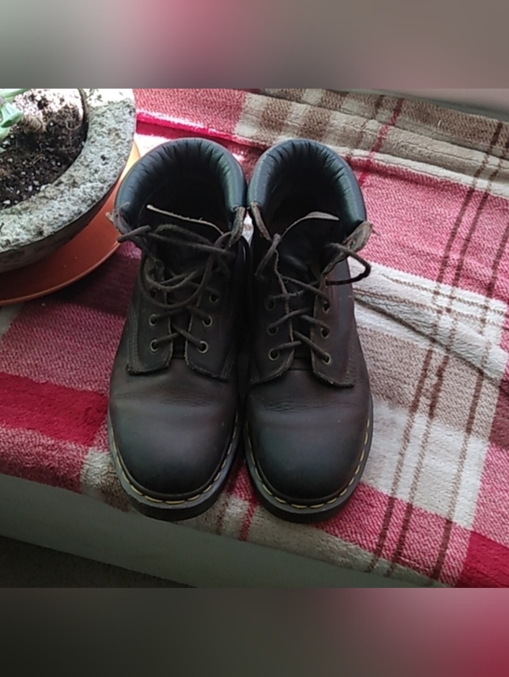 Vintage Made In England Dr. Martens Dark Brown Combat Boots